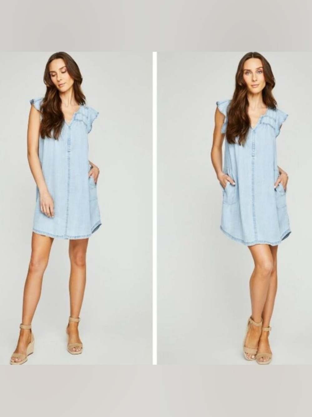 Gentle Fawn Light Blue Ruffle Sleeve Dress